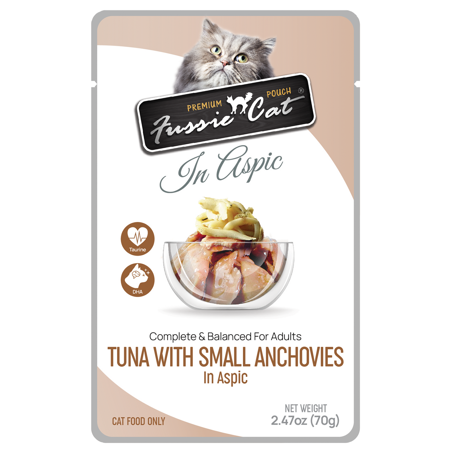 Fussie Cat Tuna With Small Anchovies In Aspic 2.47-oz Pouch, Wet Cat Food