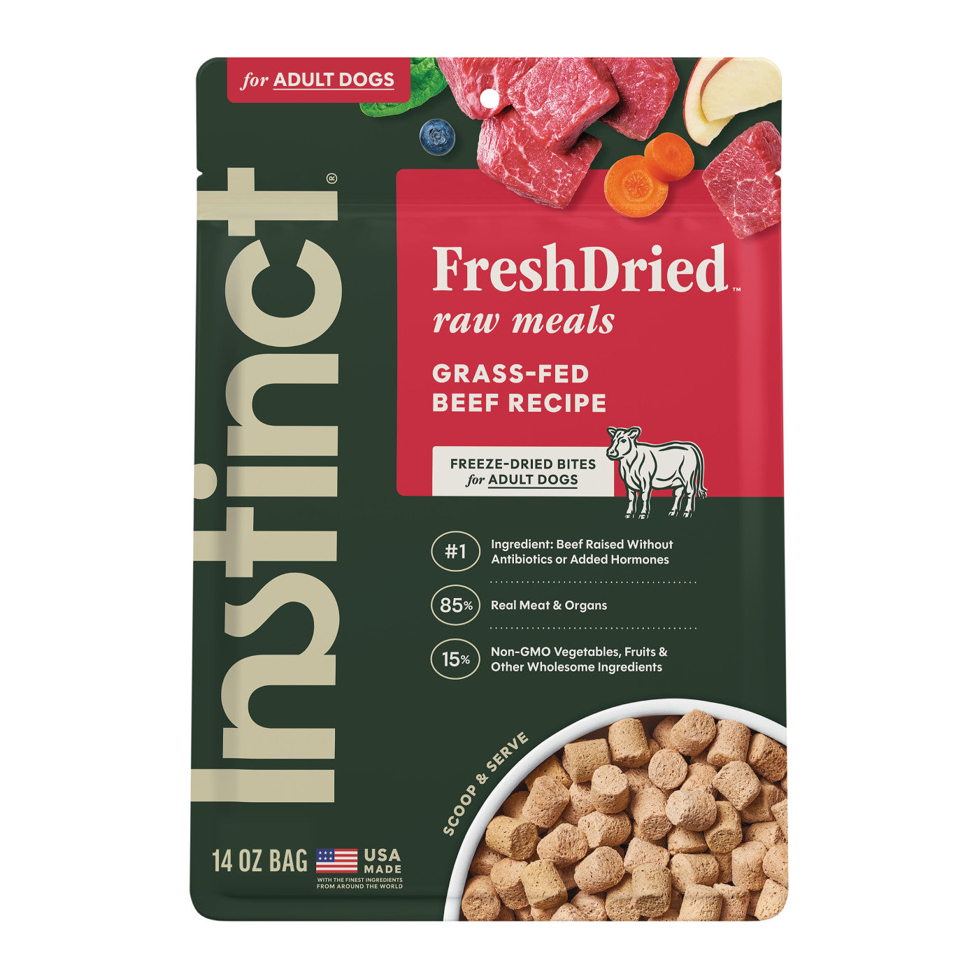 Instinct Raw Meals Beef Freeze Dried Dog Food 14 oz