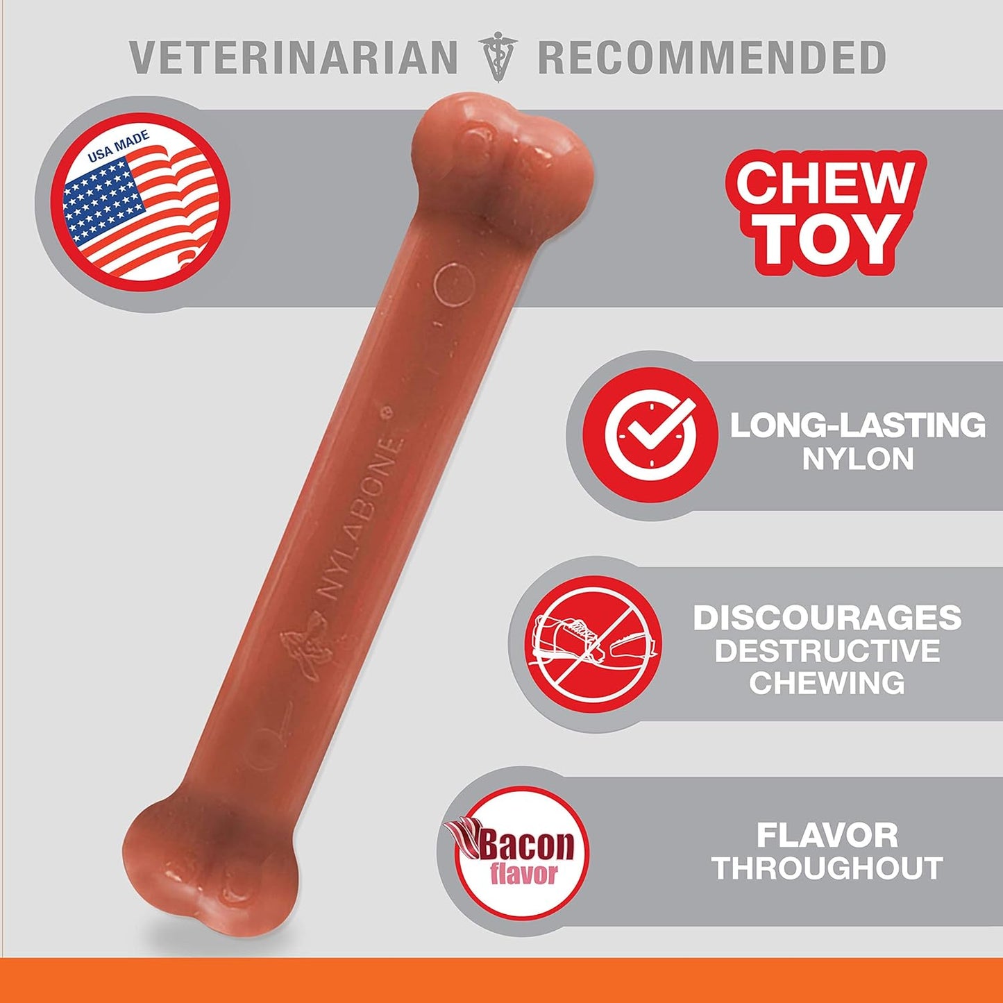 Nylabone Power Chewer Bacon, Dog Toy