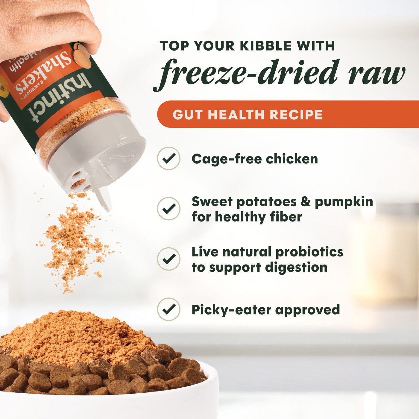 Instinct Raw Boost Shakers Gut Health Recipe 5.5-oz, Freeze-Dried Meal Topper