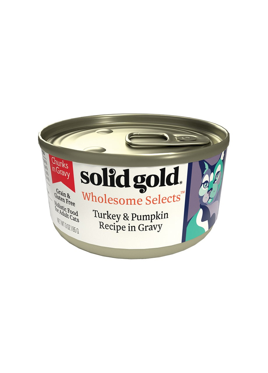 Solid Gold Wholesome Selects With Turkey and Pumpkin in Gravy, Wet Cat Food, 3-oz Case of 12