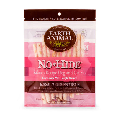 Earth Animal No-Hide Cage-Free Salmon Natural Rawhide Alternative Dog Chews, 1.6-oz(10 pack)