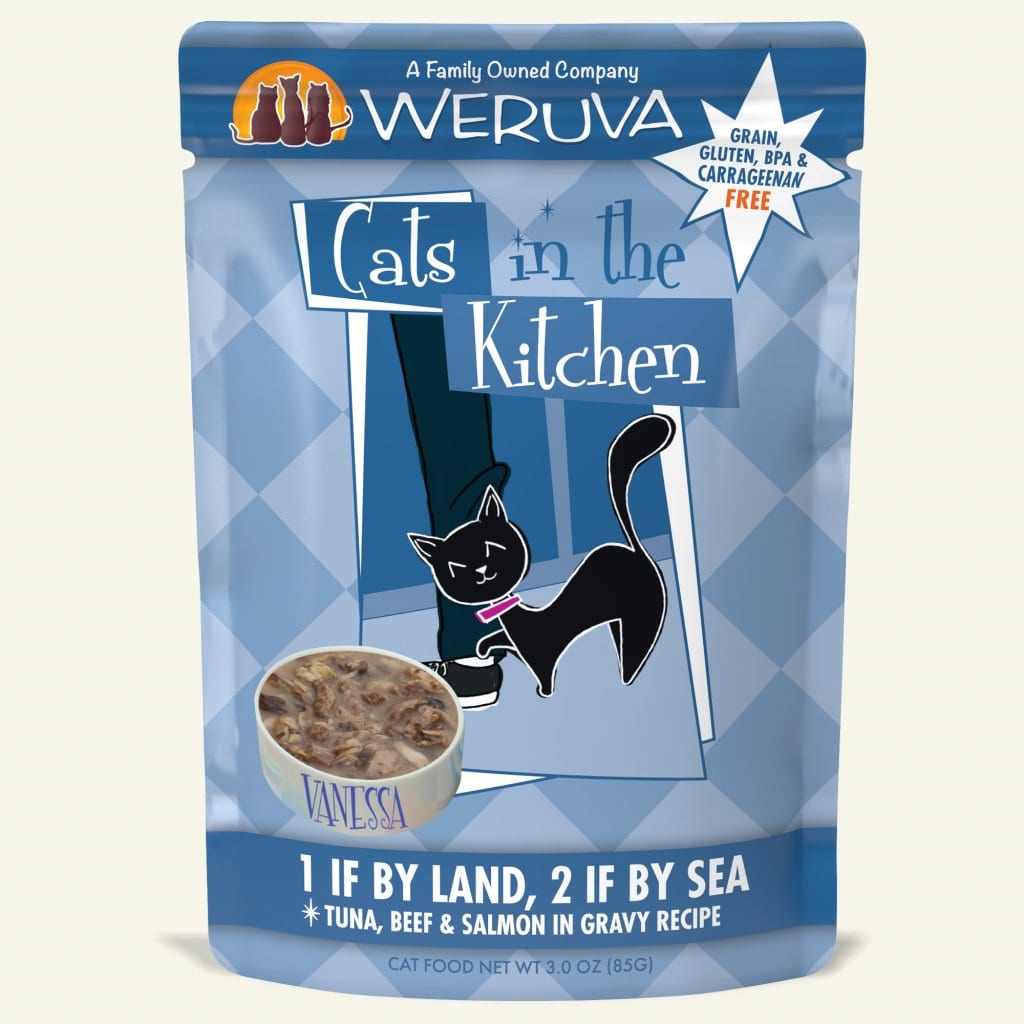 Cats In The Kitchen 1 If By Land, 2 If By Sea 3-oz Pouch, Wet Cat Food