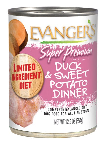 Evanger's Super Premium Duck & Sweet Potato Dinner, Wet Dog Food, 12.5-oz Case of 12