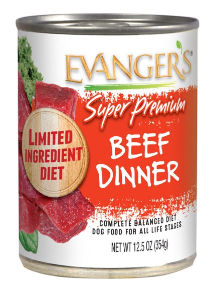 Evanger's Super Premium Beef Dinner, Wet Dog Food, 12.5-oz Case of 12