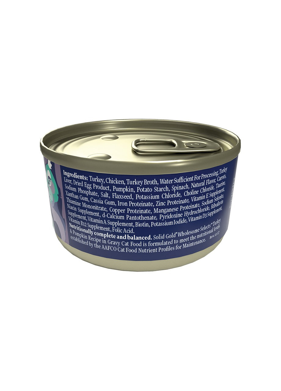 Solid Gold Wholesome Selects With Turkey and Pumpkin in Gravy, Wet Cat Food, 3-oz Case of 12