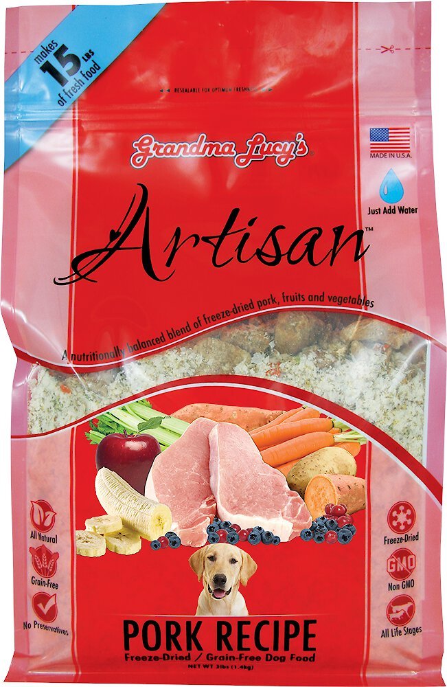 Grandma Lucy's Artisan Pork, Freeze-Dried Dog Food, 3-lb Bag