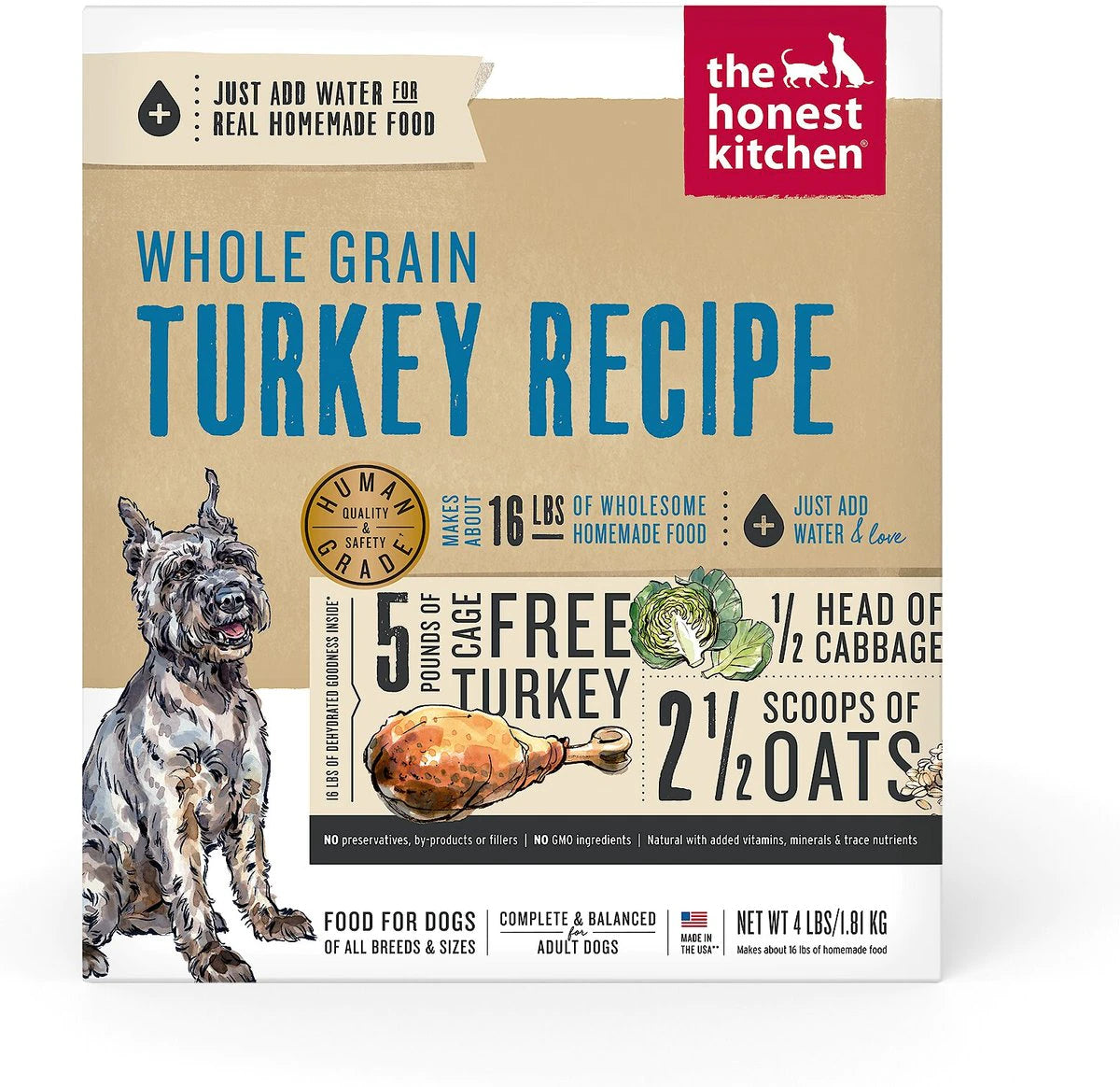 The Honest Kitchen Whole Grain Turkey Dehydrated Dog Food - 4lb