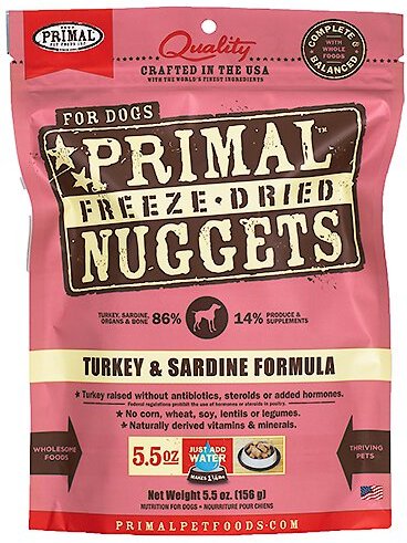 Primal Freeze-Dried Raw Nuggets Turkey & Sardine Dog Food