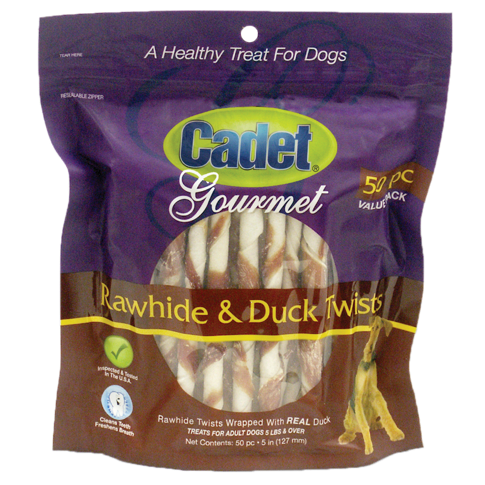 Cadet Premium Gourmet Duck and Rawhide, Dog Chew, 50-Count