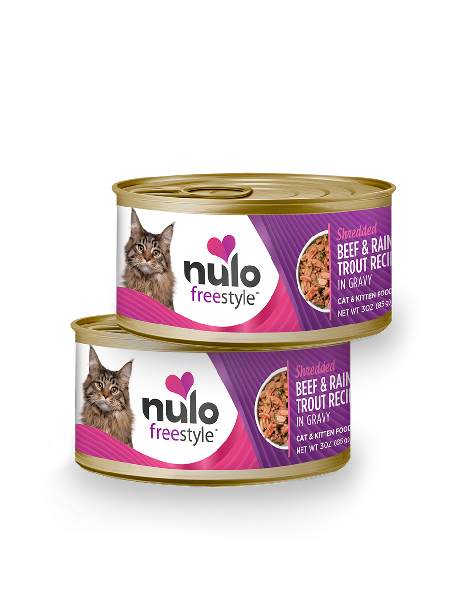 Nulo Freestyle Shredded Beef & Rainbow Trout In Gravy Recipe 3-oz, Wet Cat Food, Case Of 24