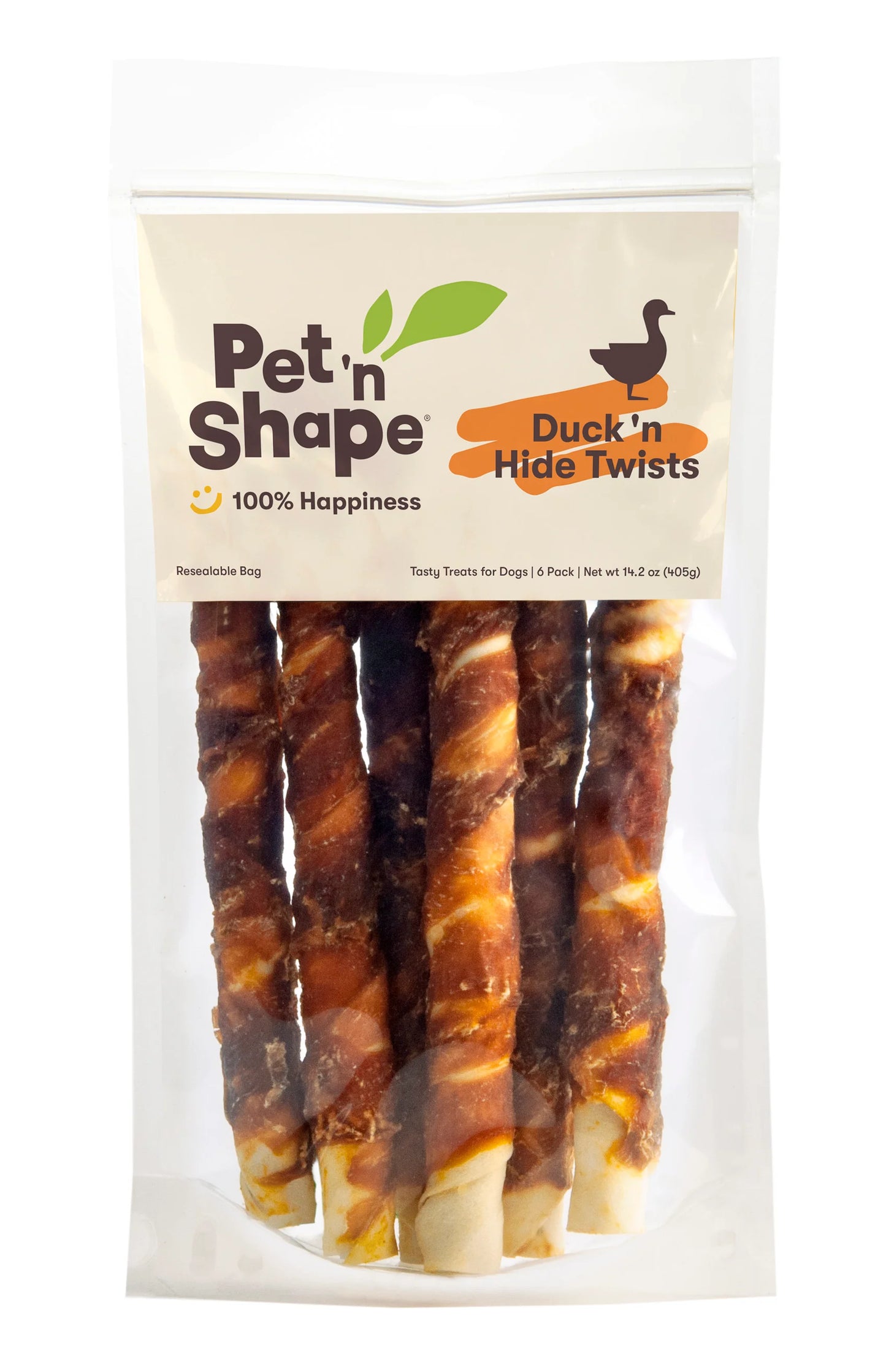 Pet 'n Shape Duck Hide Twists 14-oz, 6-Pack, Dog Chew