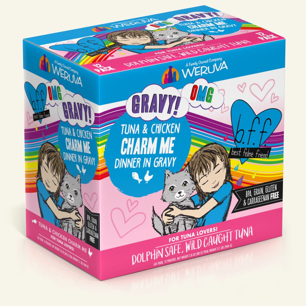 Weruva BFF OMG Gravy! Tuna And Chicken Charm Me, Tuna And Chicken Dinner in Gravy, 2.8-oz Pouch, Wet Cat food
