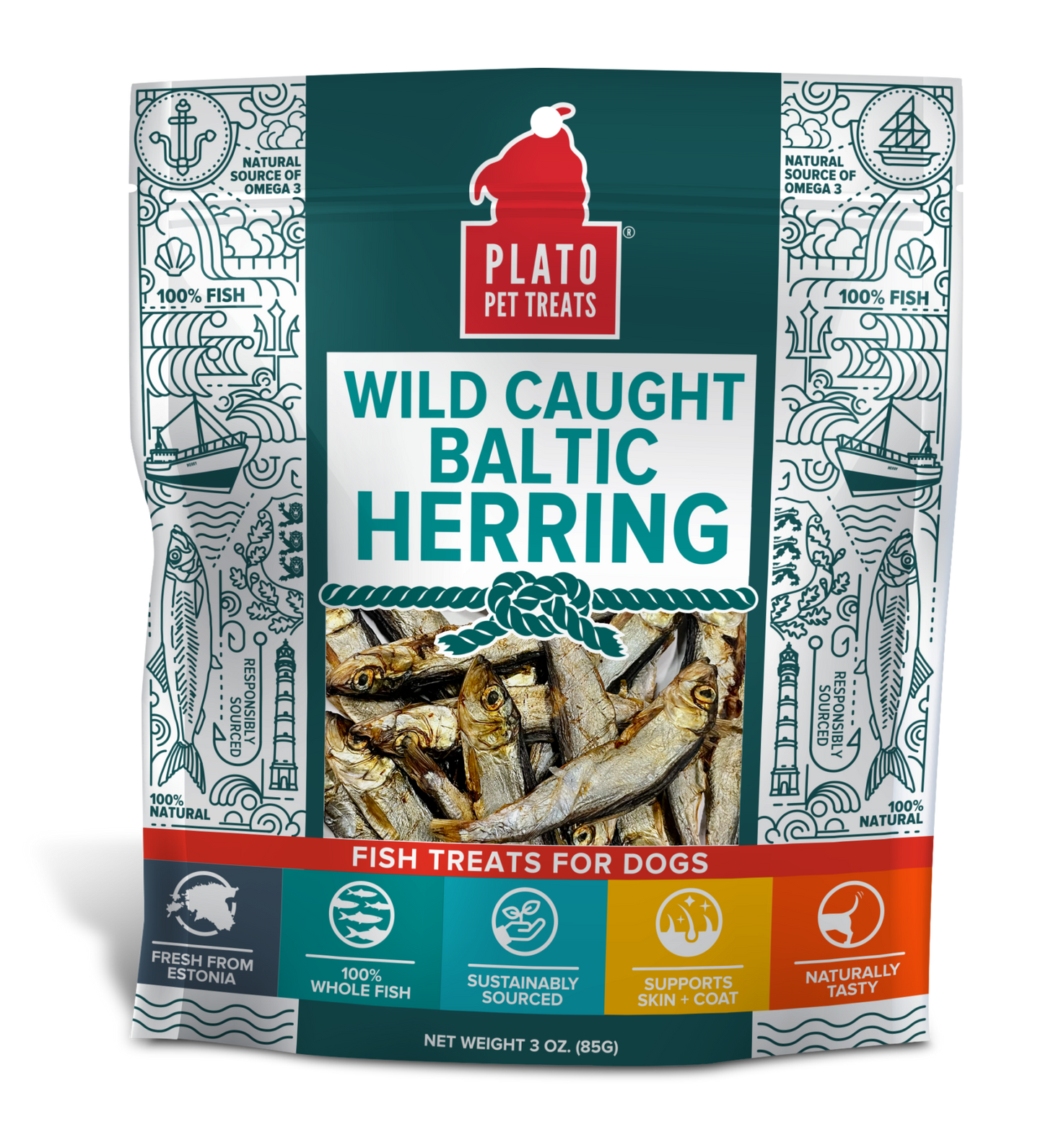 Plato Wild Caught Baltic Herring, Dog Treat