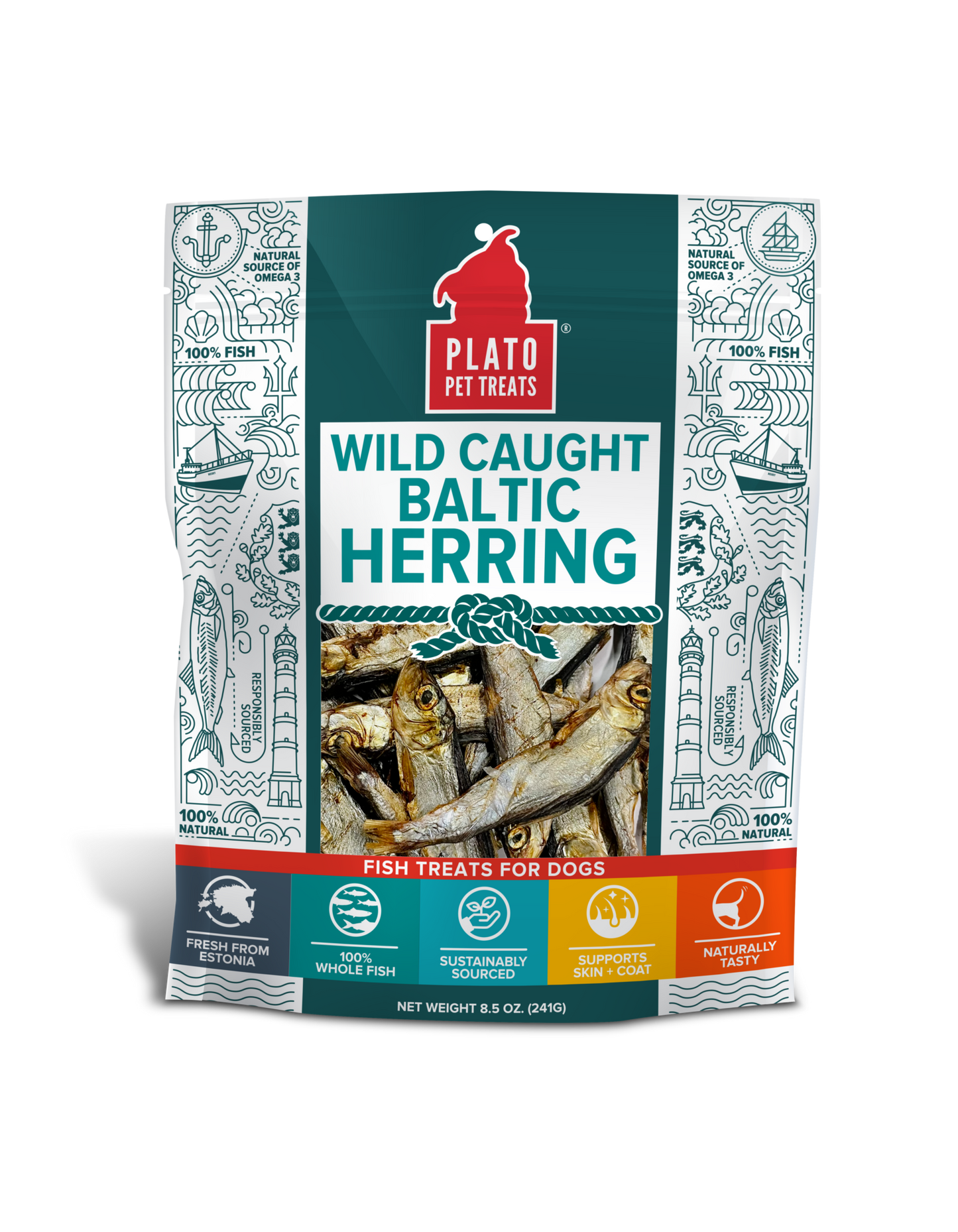 Plato Wild Caught Baltic Herring, Dog Treat