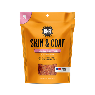 Bixbi Skin And Coat Jerky Salmon Recipe 5-oz, Dog Treat