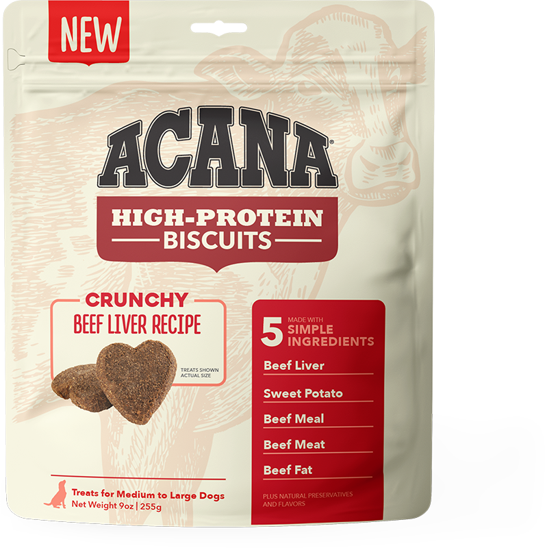 Acana High-Protein Biscuits For Large Breed Dogs, Beef Liver Recipe, 9-oz Bag