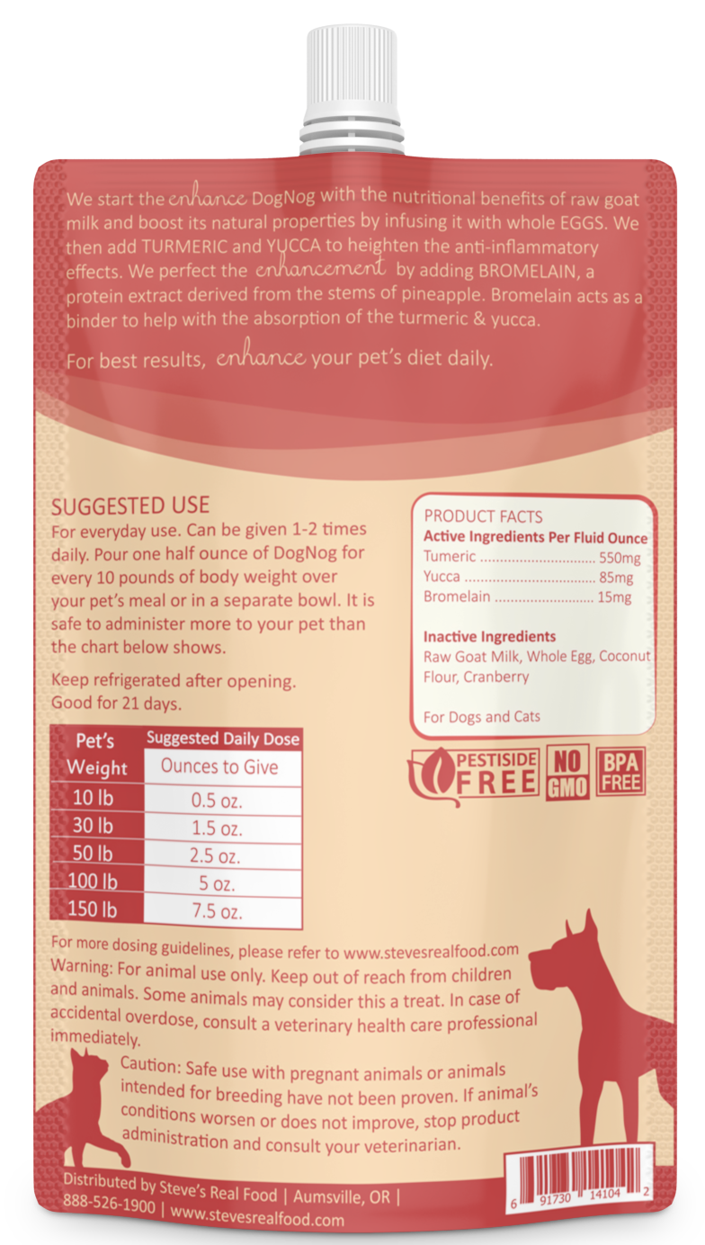 Steve's Enhance DogNog - Frozen Supplement for Dogs and Cats, 16-oz