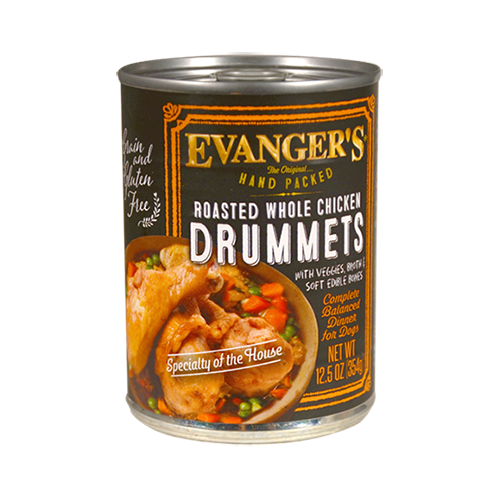 Evanger's Hand Packed Roasted Whole Chicken Drummets Wet Food Topper, 12-oz, Case of 12