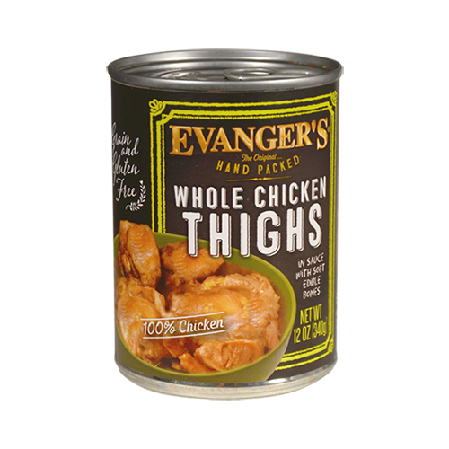 Evanger's Hand Packed Whole Chicken Thighs Wet Food Topper, 12-oz, Case Of 12