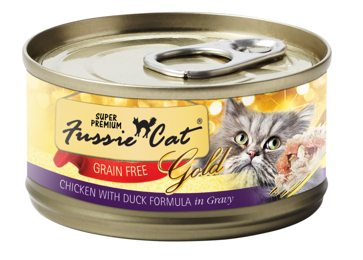 Fussie Cat Gold Chicken, Duck, & Gravy Wet Cat Food, 2.82-oz Case of 24