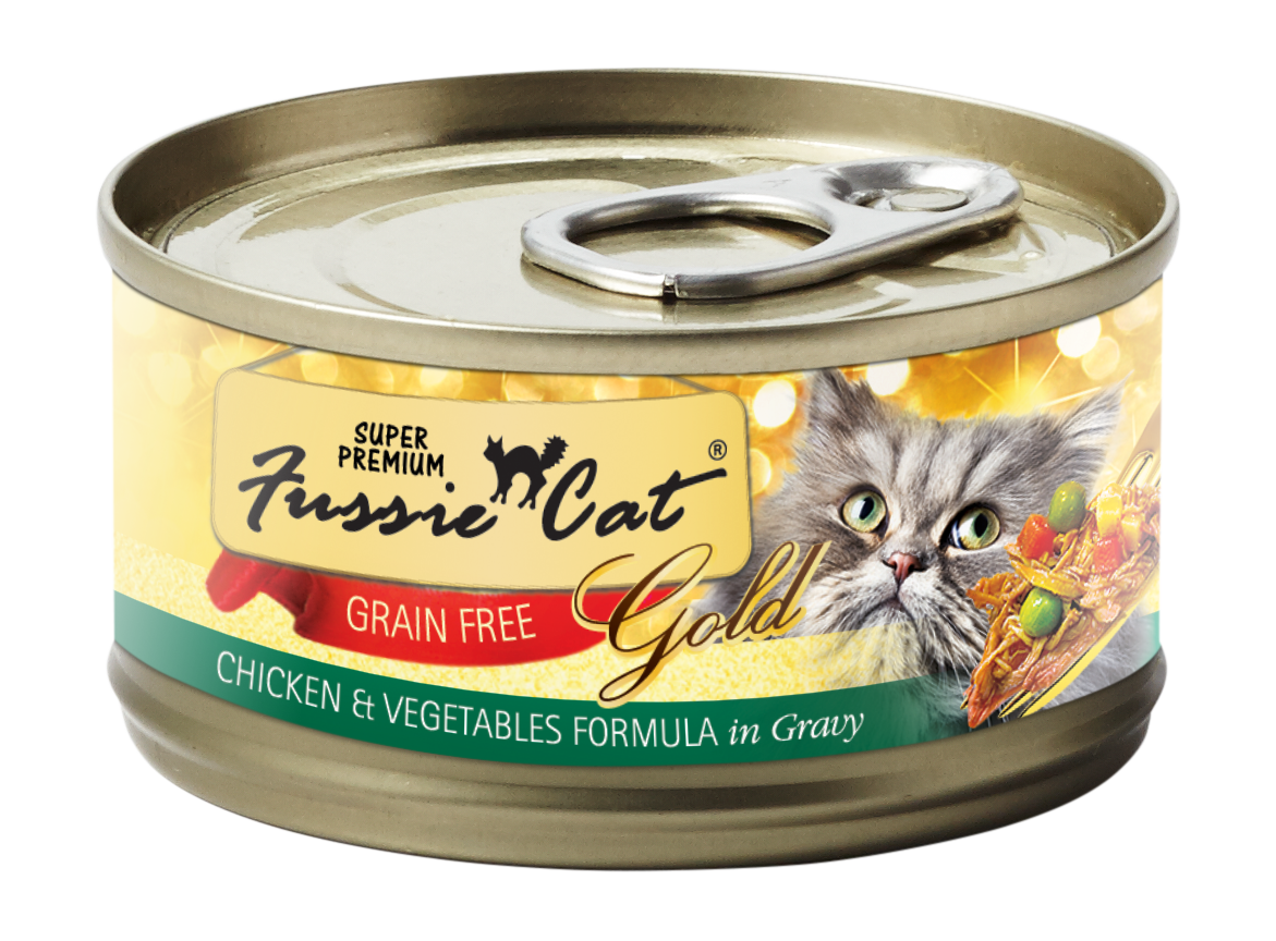 Fussie Cat Gold Chicken, Vegetables & Gravy Wet Cat Food, 2.82oz Case of 24