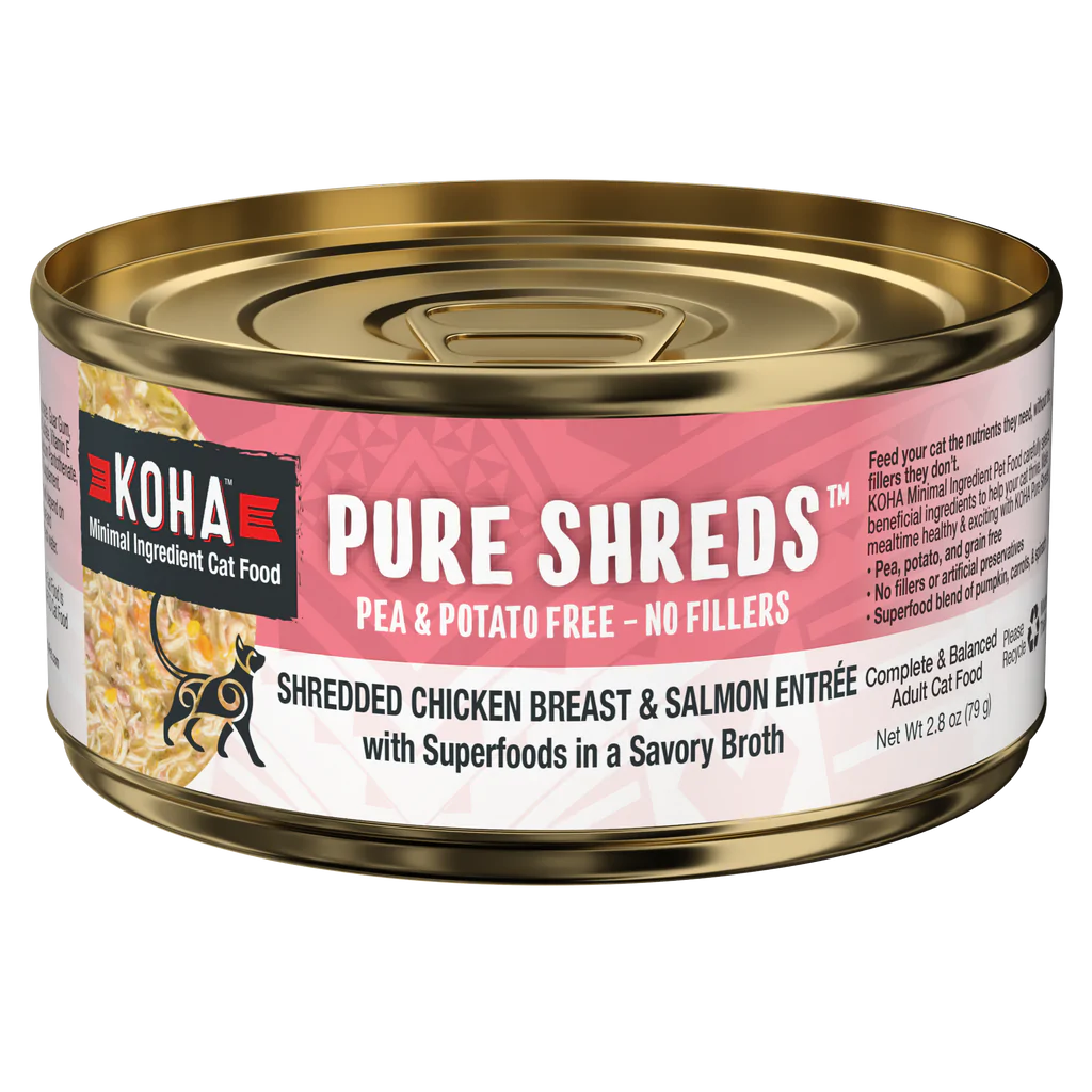 Koha Pure Shreds Shredded Chicken Breast And Salmon Entrée, Wet Cat Food