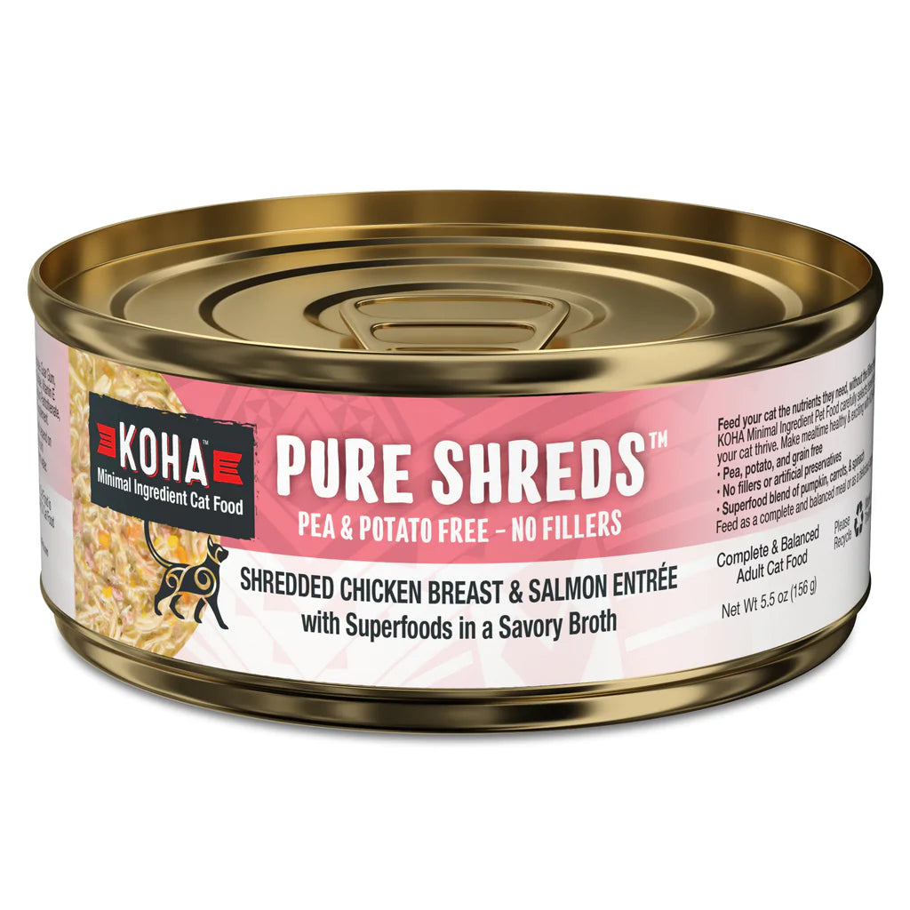 Koha Pure Shreds Shredded Chicken Breast And Salmon Entrée, Wet Cat Food