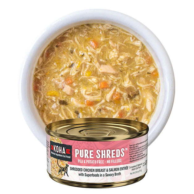 Koha Pure Shreds Shredded Chicken Breast And Salmon Entrée, Wet Cat Food