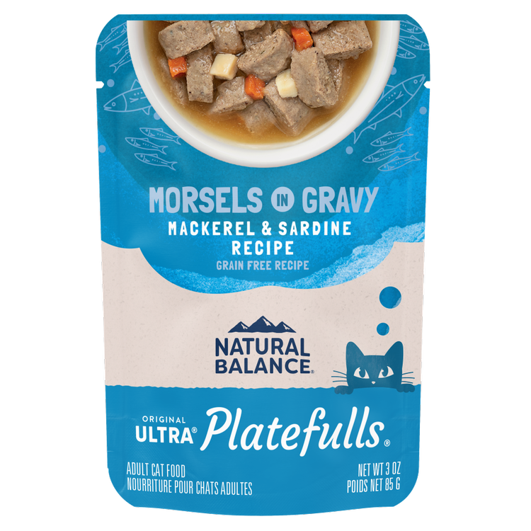 Natural Balance® Natural Balance® Platefulls® Indoor Mackerel & Sardine Formula in Gravy, Wet Cat Food, 3-oz Case of 24