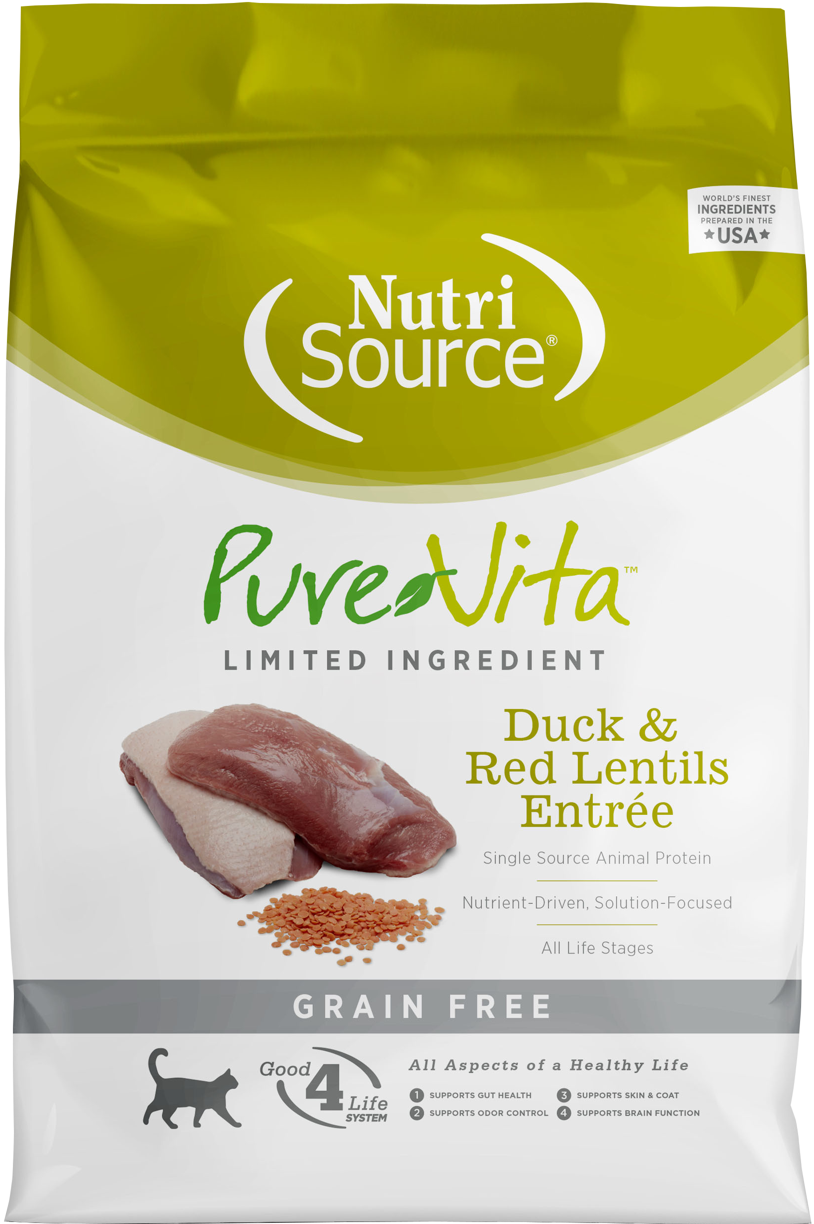 NutriSource PureVita Grain Free Duck Red Lentils Entr e Dry Cat