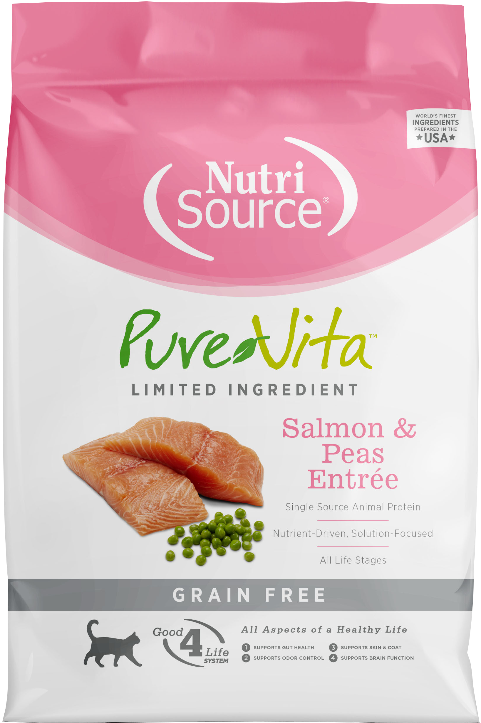 NutriSource PureVita Grain Free Salmon Peas Entr e Dry Cat Food