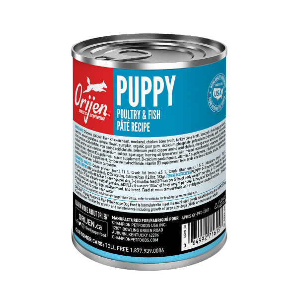 Orijen Puppy Poultry and Fish Pate Recipe, Wet Dog Food, 12.8-oz Case of 12