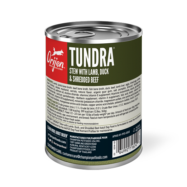 Orijen Tundra Stew Recipe With Lamb, Duck, and Shredded Beef, Wet Dog Food, 12.8-oz Case of 12