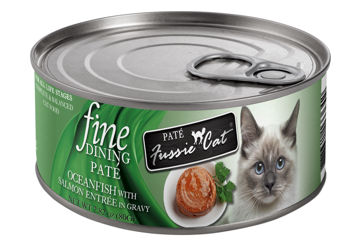 Fussie Cat Fine Dining Pate Oceanfish With Salmon Entrée In Gravy, Wet Cat Food, 2.82-oz Case Of 24