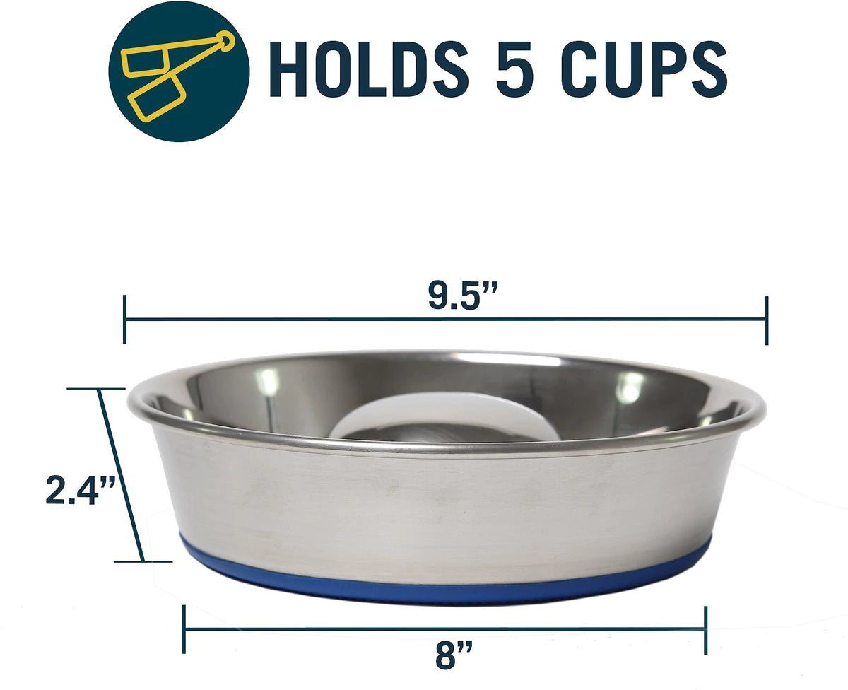 OurPets Durapet Slow Feeder Stainless Steel Pet Bowl