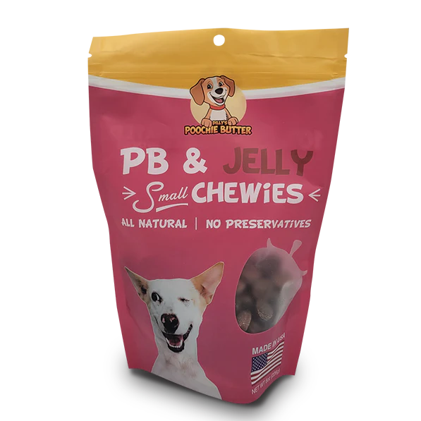 Poochie Butter PB And Jelly Chewies 8-Oz, Dog Treat
