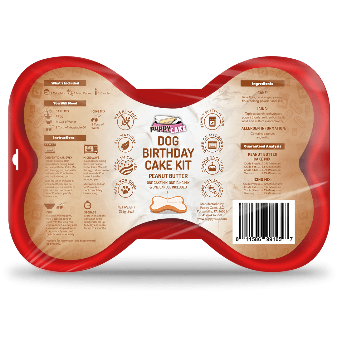 Puppy Cake Birthday Cake Kit Peanut Butter, Dog Treat