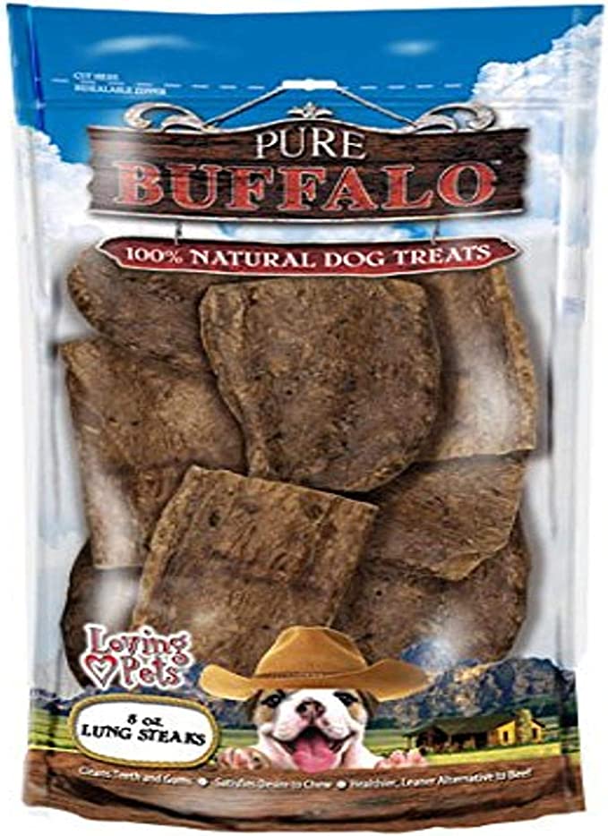 Loving Pets Pure Buffalo Lung Steak Dog Treats, 8-oz Bag