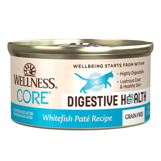 Wellness CORE Digestive Health Whitefish Pate Recipe Wet Cat Food, 3-oz Case of 12