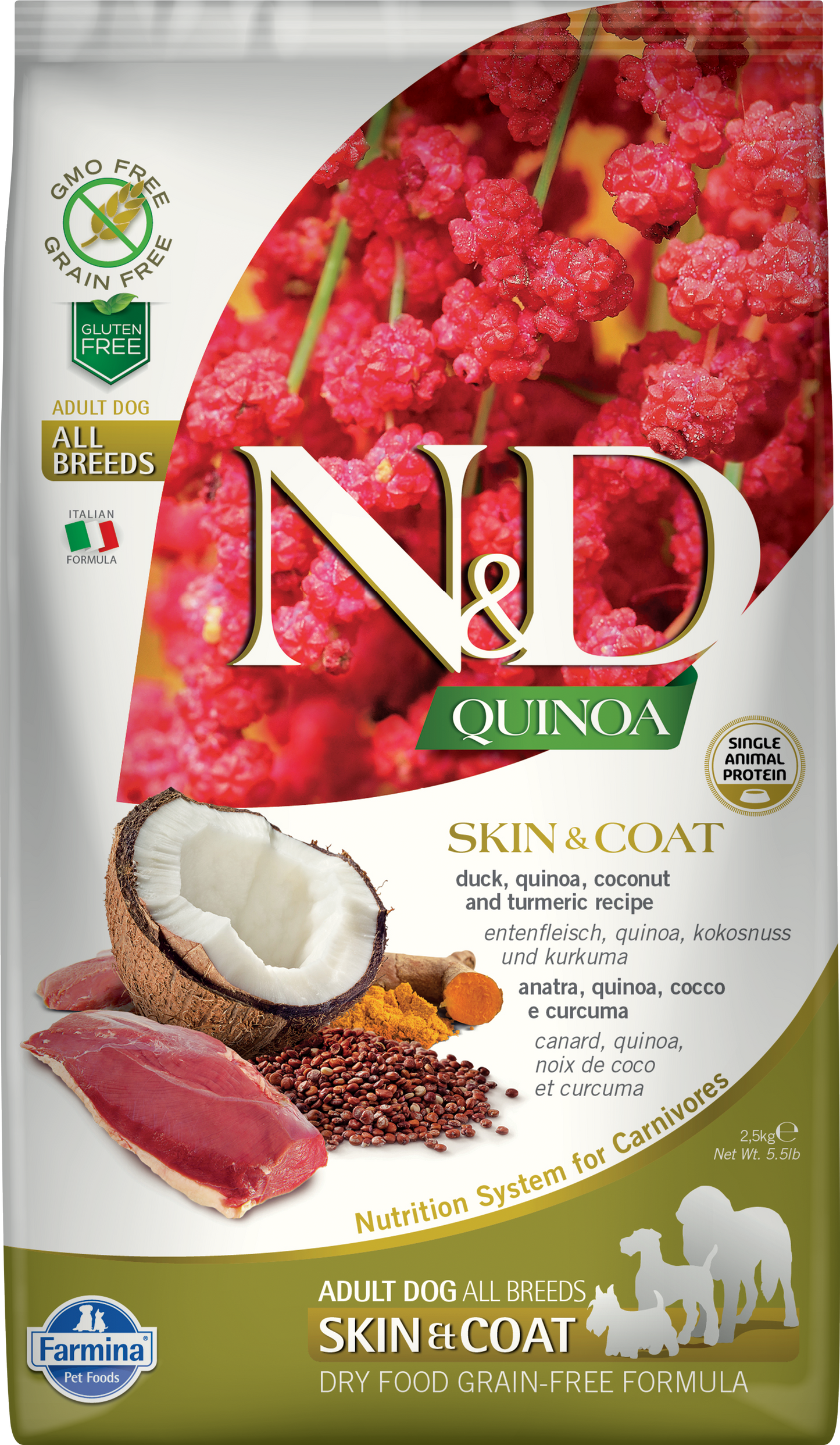 Farmina N&D Quinoa Skin & Coat Duck, Dry Dog Food, 5.5-lb Bag