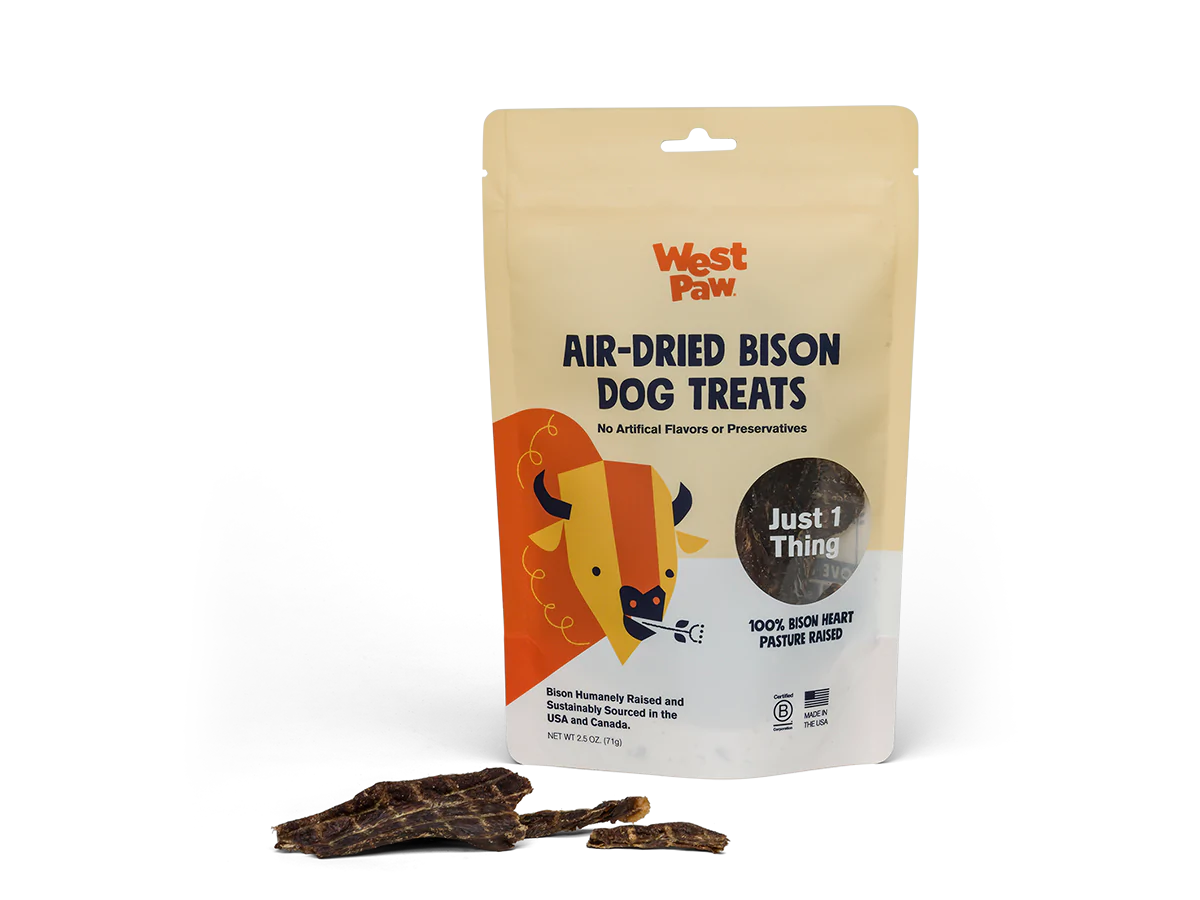 West Paw Air-Dried Bison Heart 2.5-oz, Dog Treat