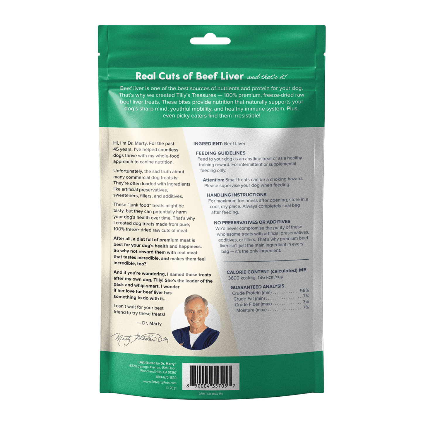 Dr. Marty Tilly's Treasures Beef Liver 4-oz, Dog Treat