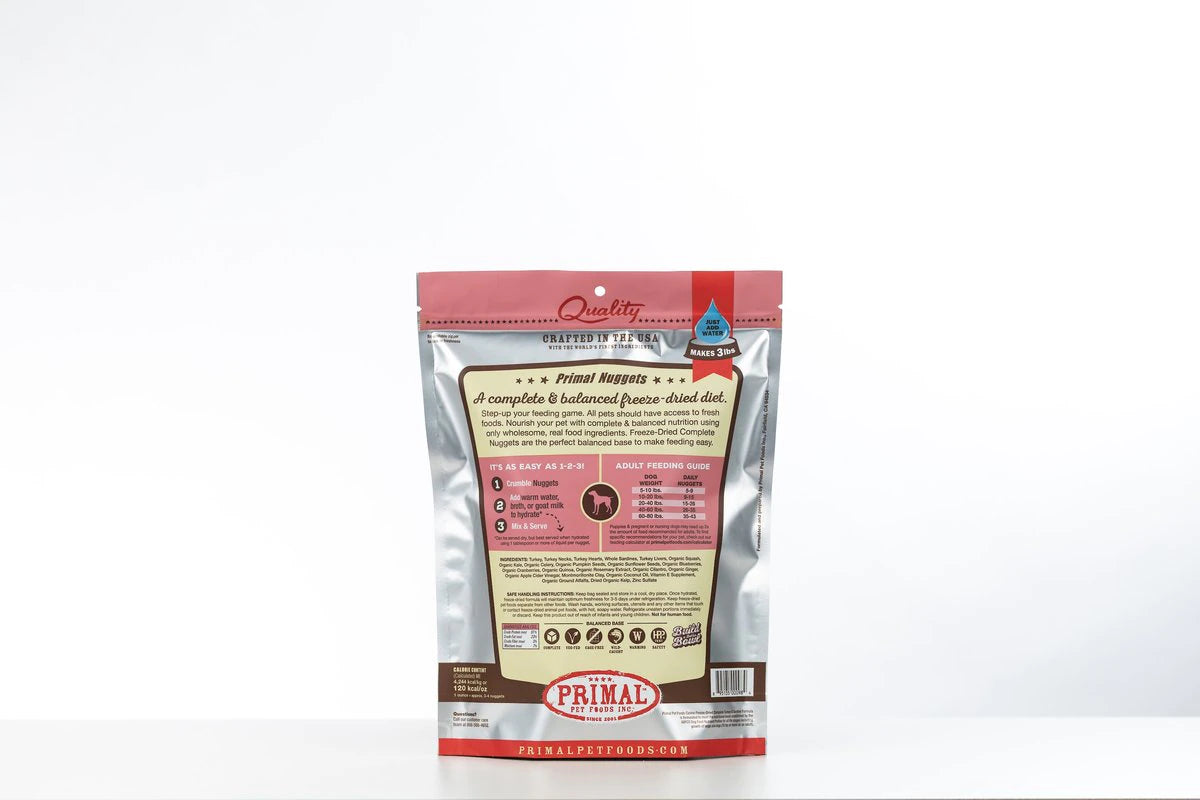 Primal Freeze-Dried Raw Nuggets Turkey & Sardine Dog Food