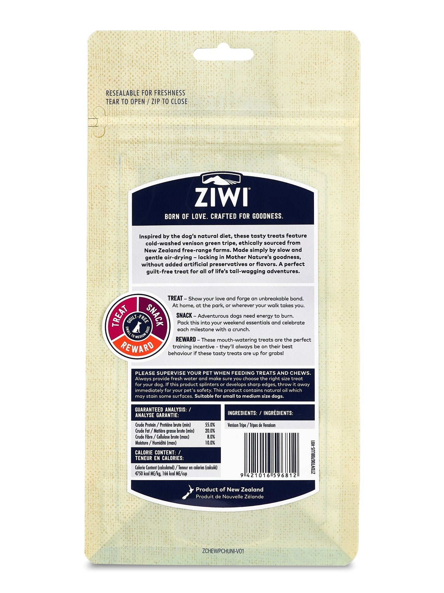 ZIWI Venison Green Tripe, 2.4-oz Bag