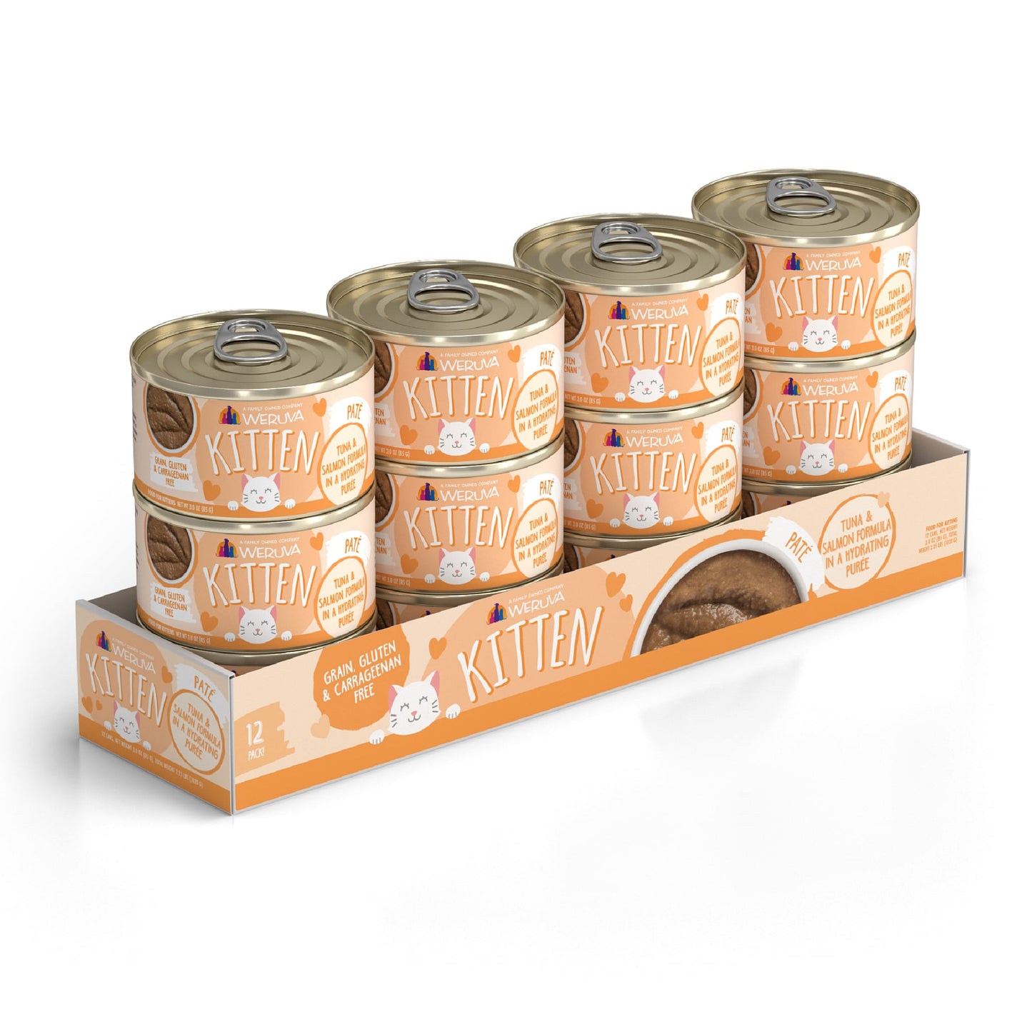 Weruva Kitten Tuna and Salmon Formula in Hydrating Puree', Wet Cat Food, 3-oz Case of 12