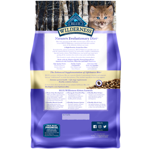 Blue Buffalo Wilderness High Protein, 5-lb Natural Kitten Dry Cat Food, Chicken