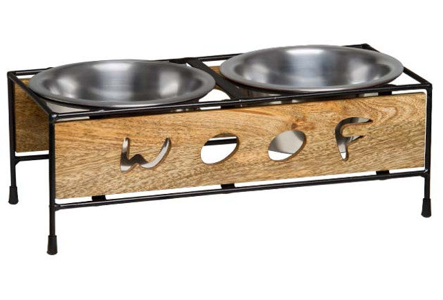 Loving Pets Wooden Woof Cut Dog Diner