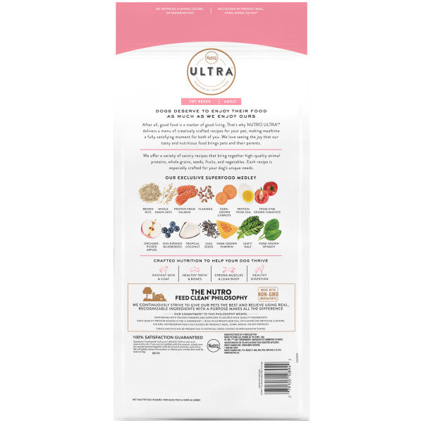 NUTRO ULTRA Toy Breed Adult High Protein Natural Dry Dog Food with a Trio of Proteins from Chicken, Lamb and Salmon, 3.5-lb Bag