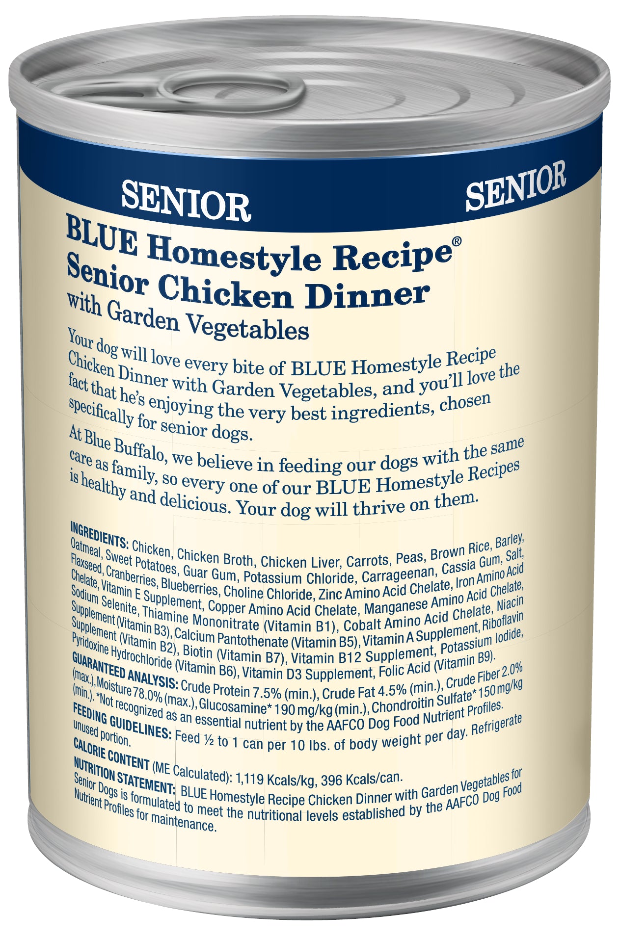 Blue Buffalo Homestyle Recipe Natural Senior Wet Dog Food, Chicken 12.5-oz, Case of 12
